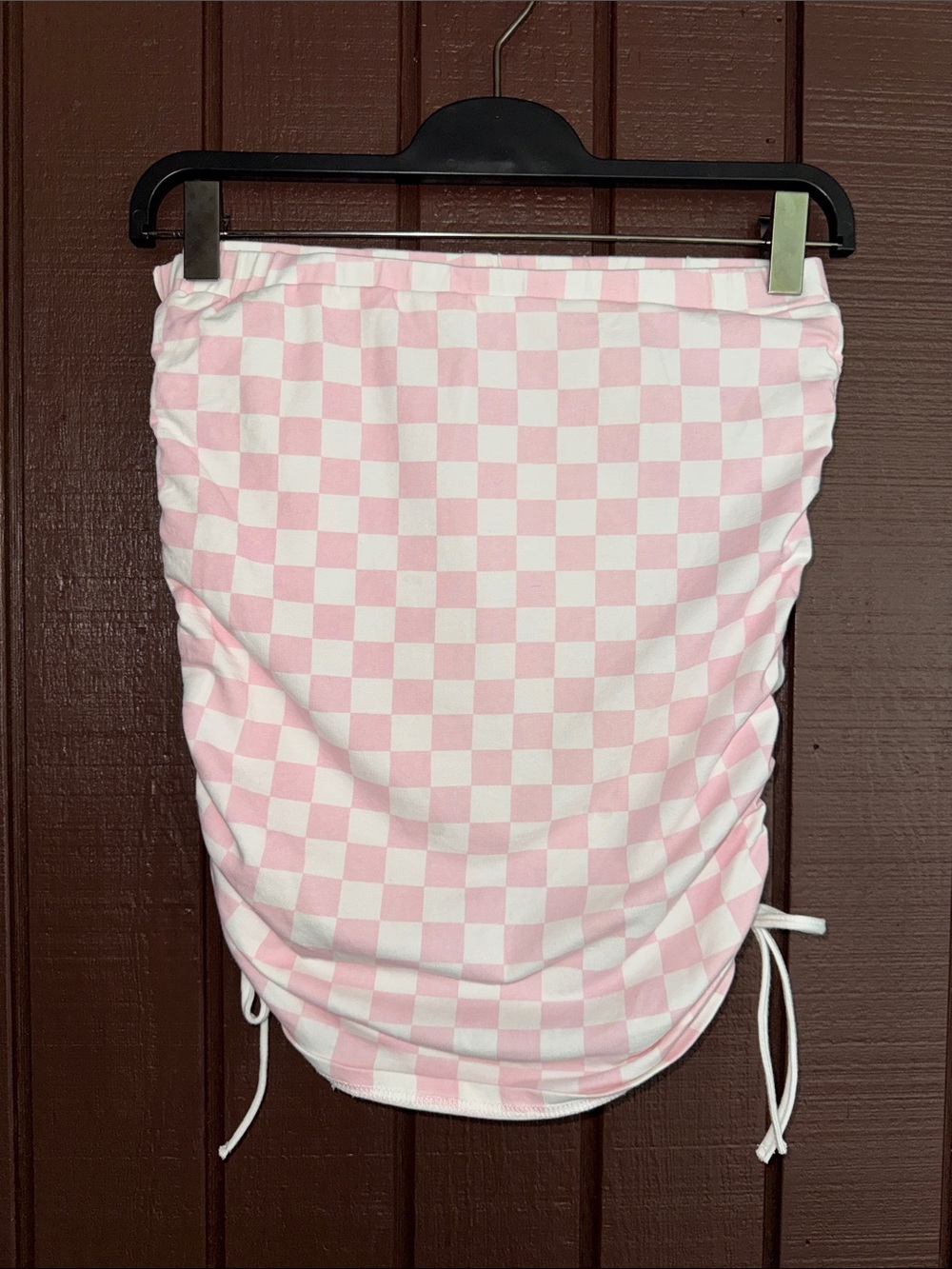 Adika Pink and White Checkerboard Mini Skirt